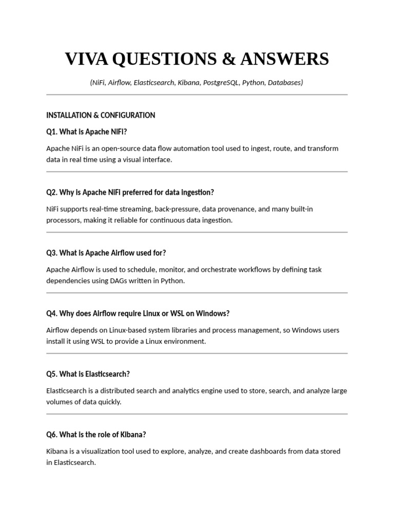VIVA Q&A: NiFi, Airflow, Databases, Python | PDF | Databases | No Sql