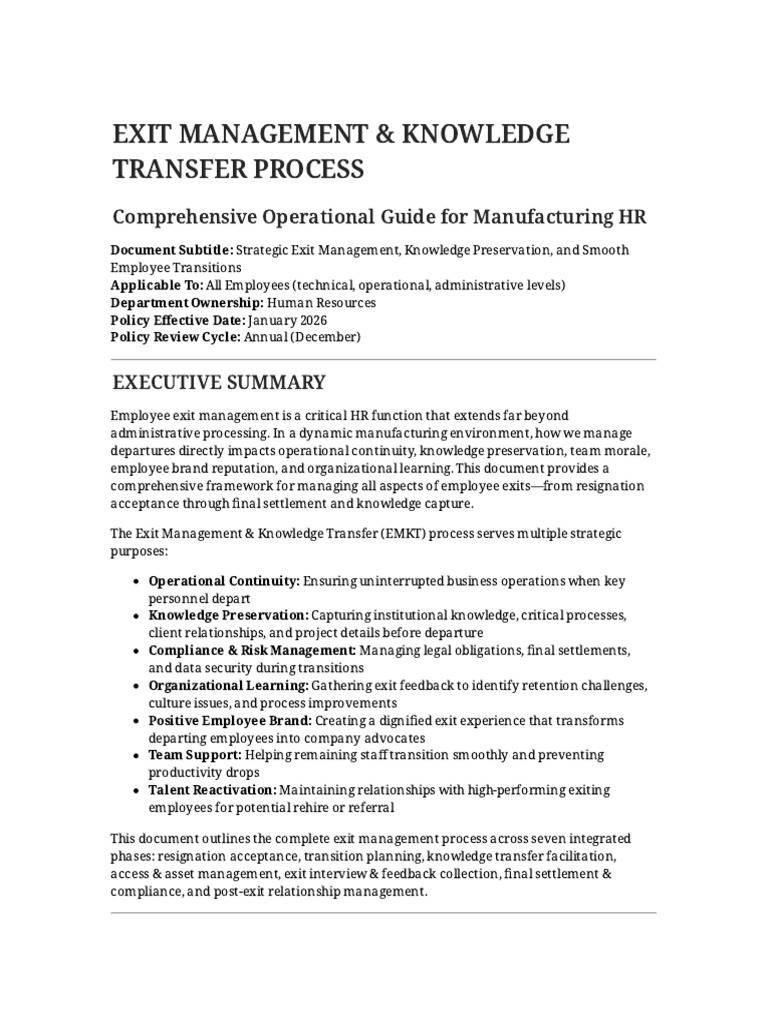 Employee Exit Management Framework | PDF | Employee Retention | Employment