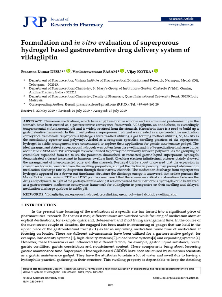 Formulation and in Vitro Evaluation of S | PDF | Porosity