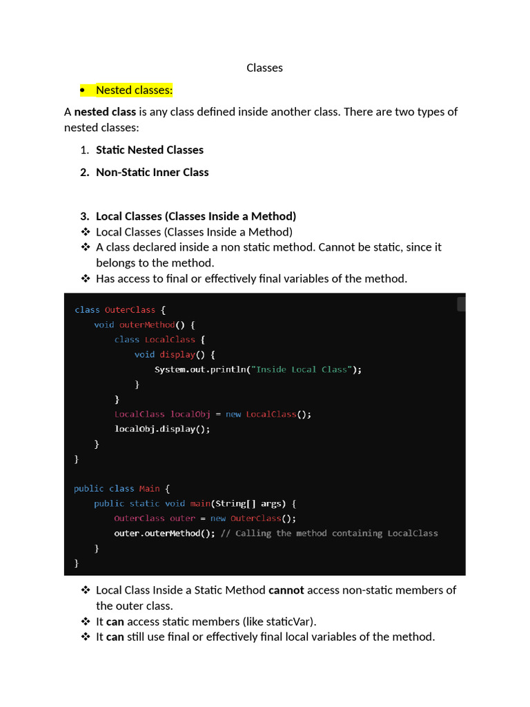 Classes | PDF