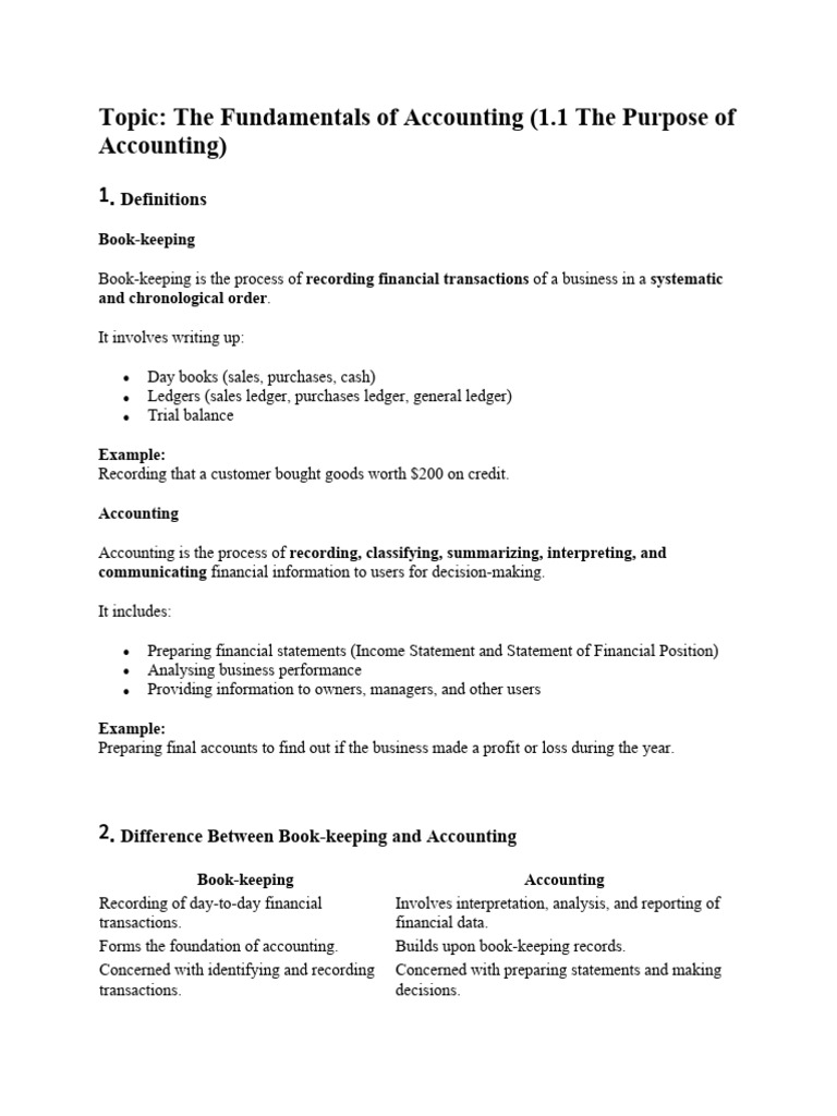 Accounting Basics: Bookkeeping vs. Accounting | PDF | Debits And ...