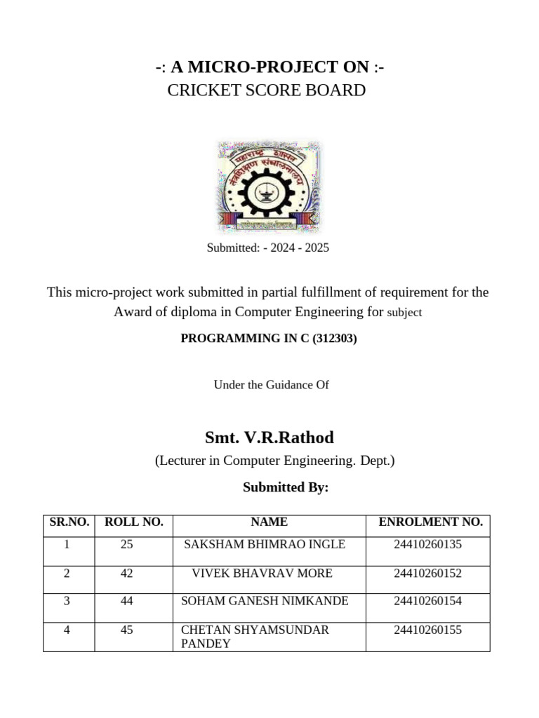 Cricket Scoreboard Micro-Project in C | PDF | Usability | Computer ...