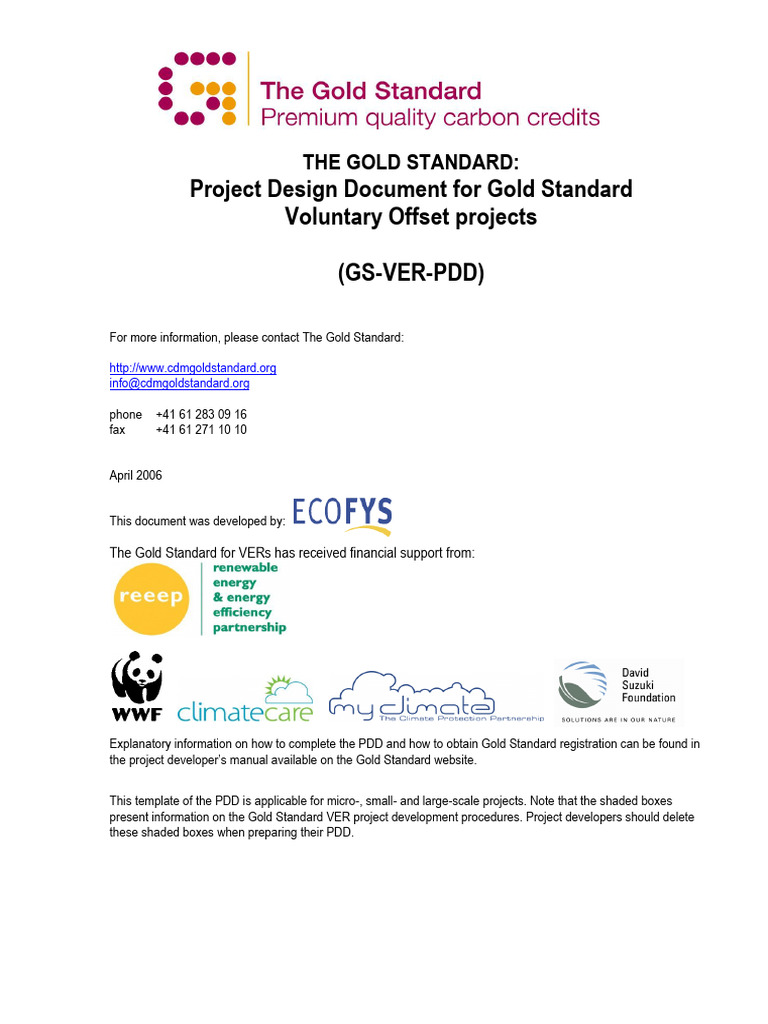 Gold Standard Project Design Document | PDF | Electricity Generation ...