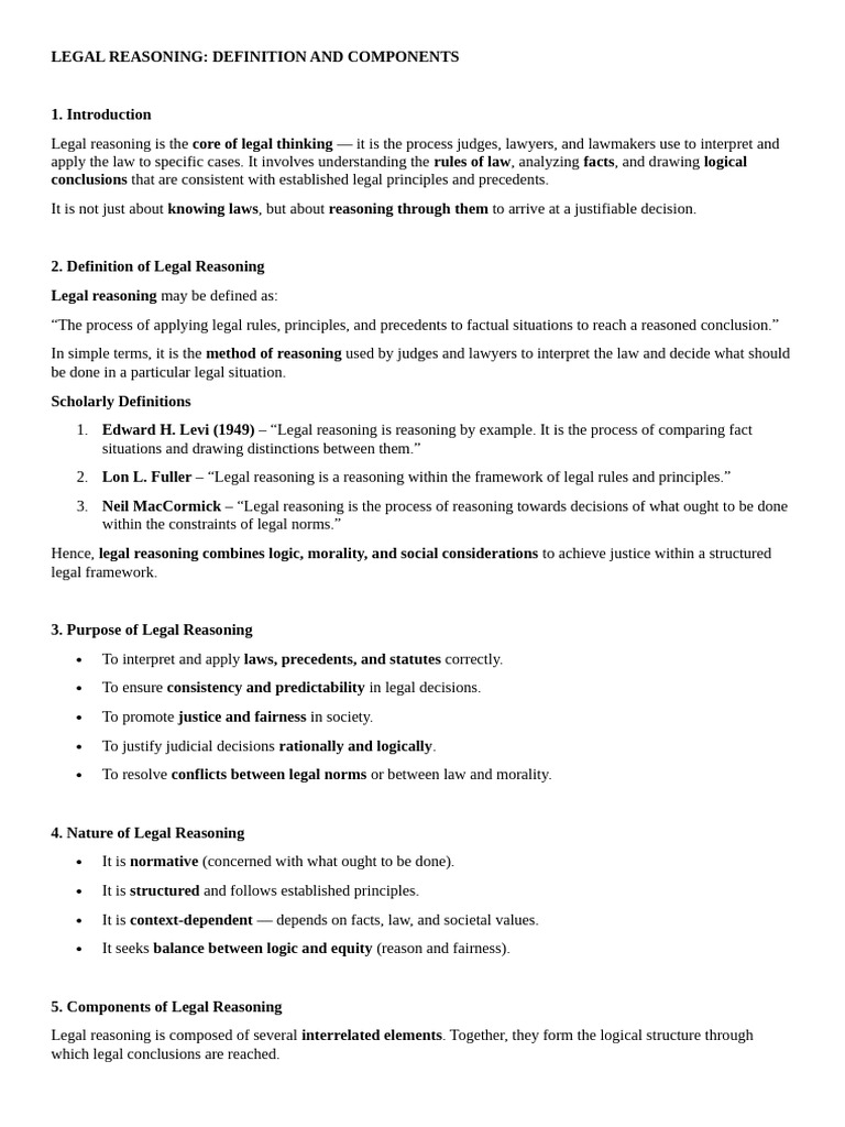 Understanding Legal Reasoning Components | PDF | Precedent | Statutory ...