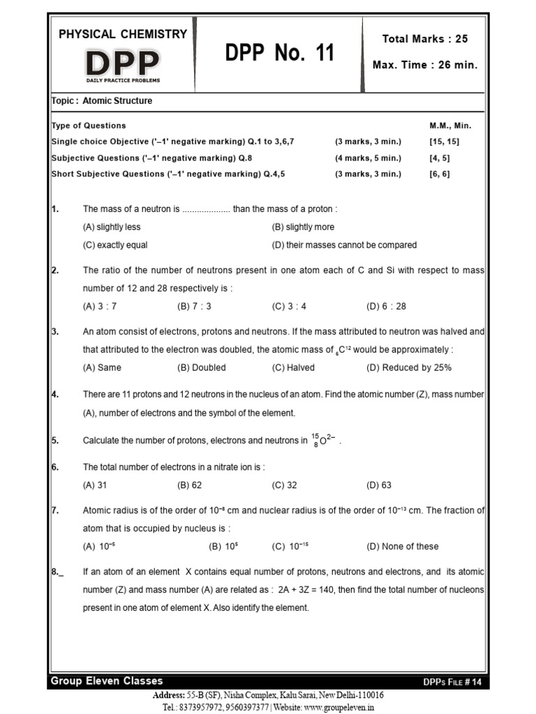 Atomic Structure Question Papers | PDF | Photoelectric Effect ...
