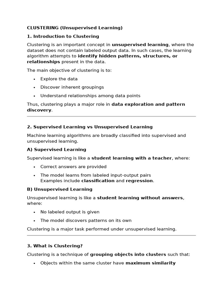 Understanding Clustering in Unsupervised Learning | PDF | Cluster ...