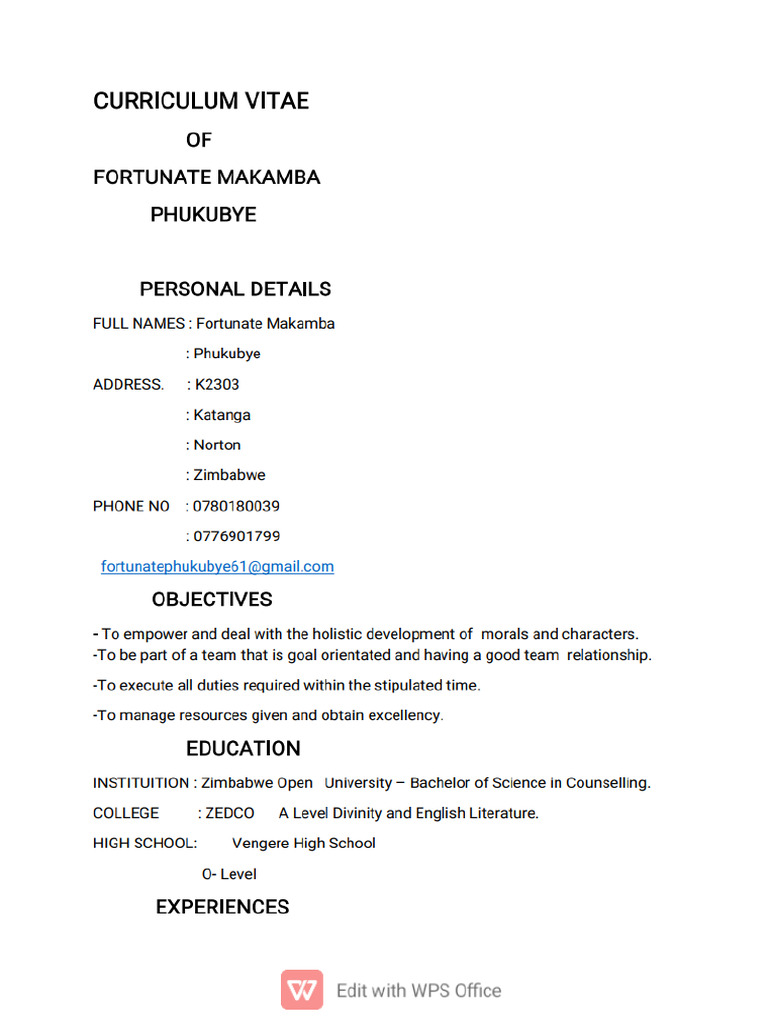 Curriculum Vitae of F | PDF