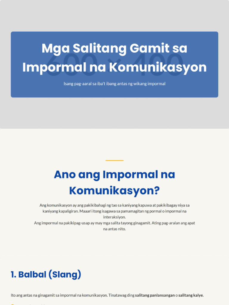 Mga Salitang Impormal | PDF