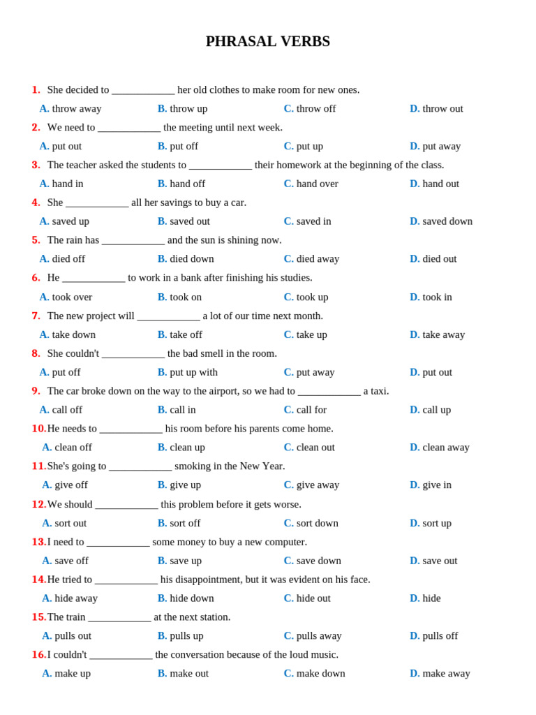 Mastering Phrasal Verbs Quiz | PDF