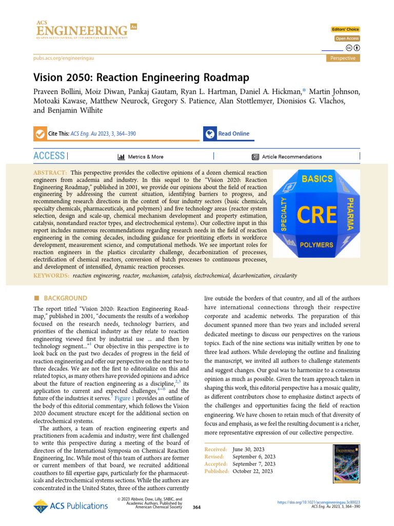 Reaction Engineering Roadmap 2050 Insights | PDF | Chemical Reactor ...