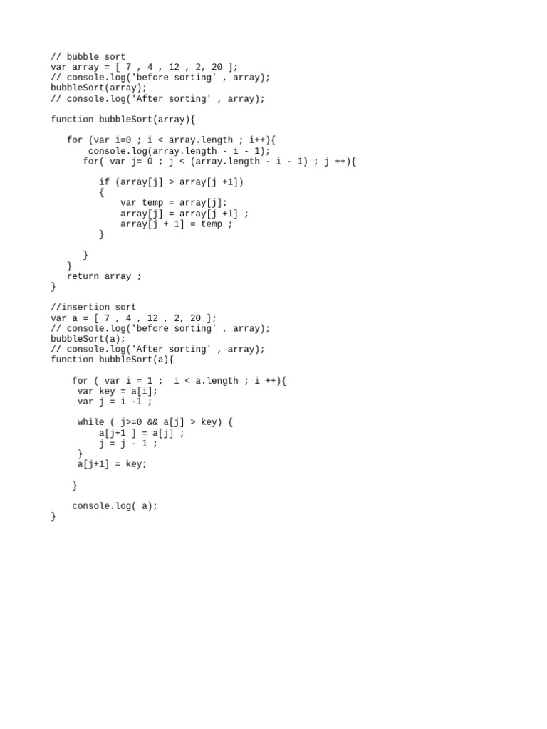 Sorting in Js | PDF