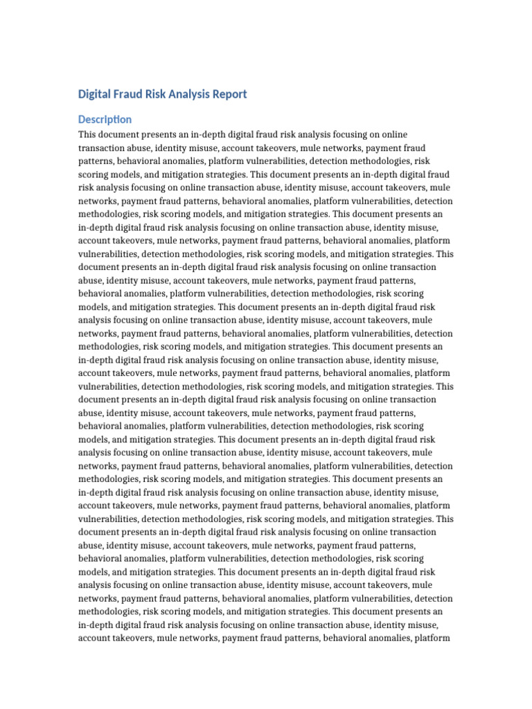 Digital_Fraud_Risk_Analysis_Report | PDF | Fraud | Vulnerability