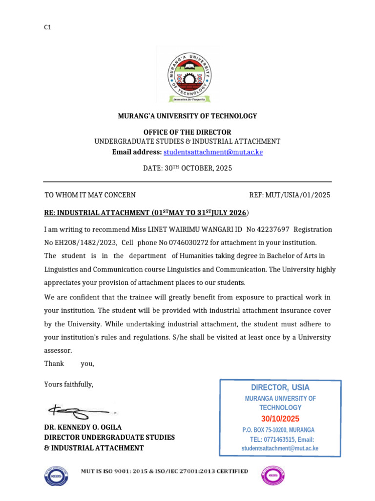 Attachment Letter | PDF