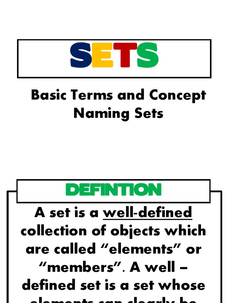 101 - Set Concepts and Naming Sets | Set (Mathematics) | Subset