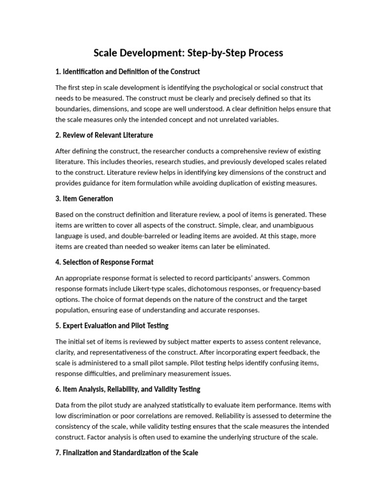 Step-by-Step Guide to Scale Development | PDF | Validity (Statistics ...