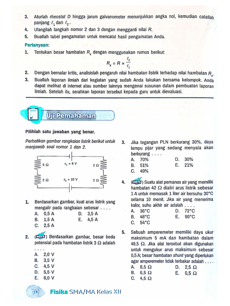 Fisika SMA XII - Soal Listrik Arus Searah - Ni Ketut Lasmi - Erlangga | PDF