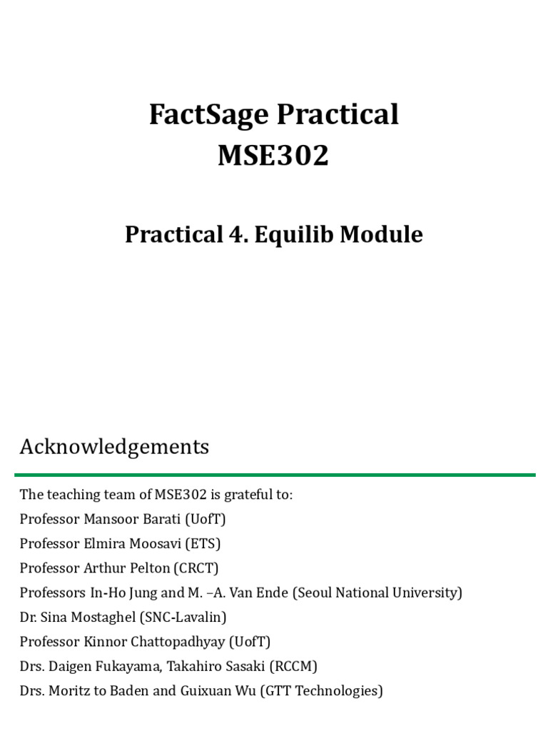 FactSage Equilib Module Guide | PDF | Chemical Equilibrium | Phase (Matter)