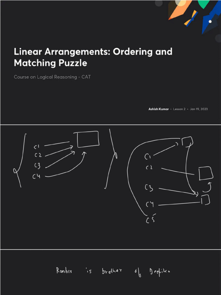 Linear Arrangements Ordering and Matching Puzzle With Anno | PDF