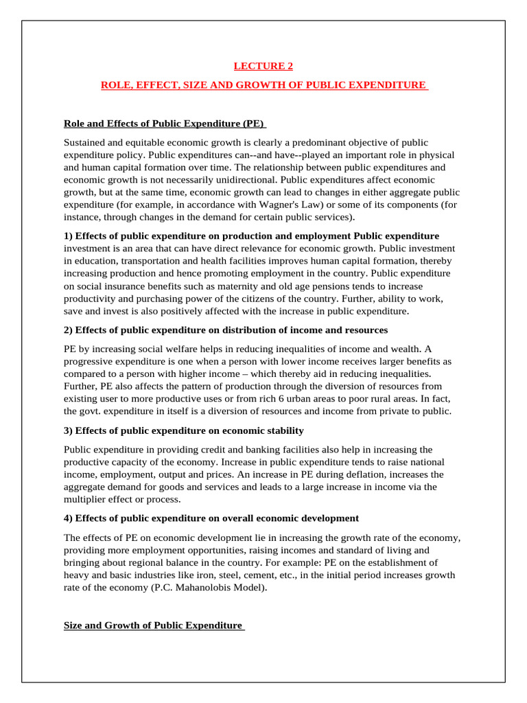 Impact of Public Expenditure on Growth | PDF | Cost Of Living ...