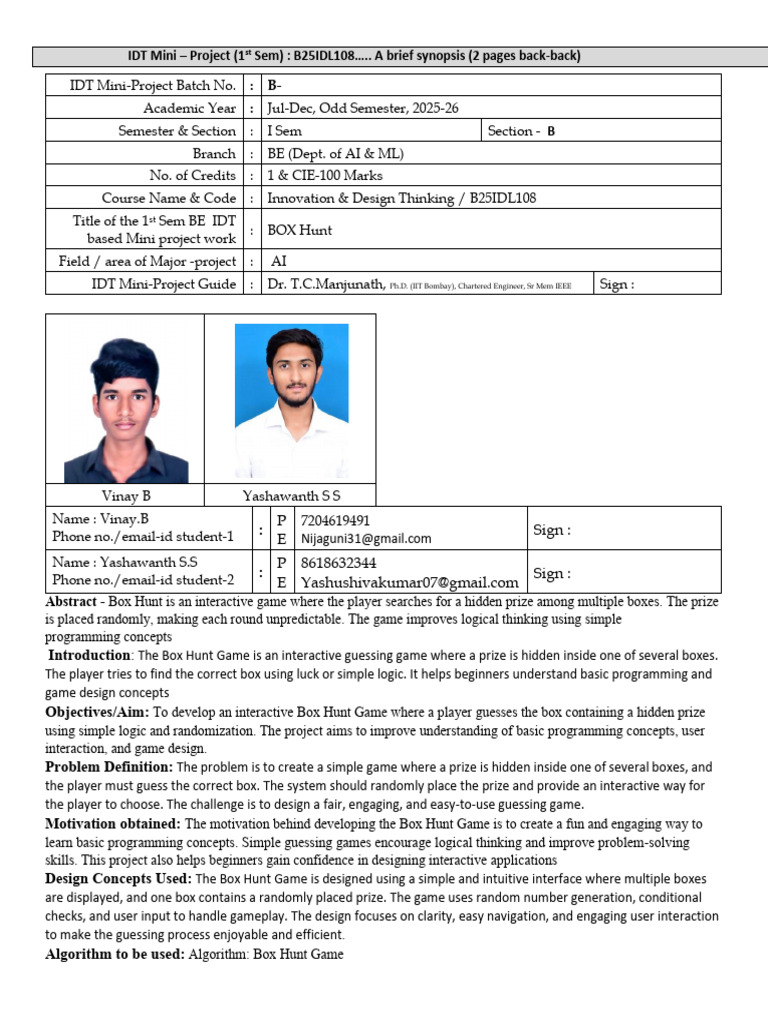 IDT MiniProject Vinay and Yashwanth | PDF | Graphical User Interfaces ...
