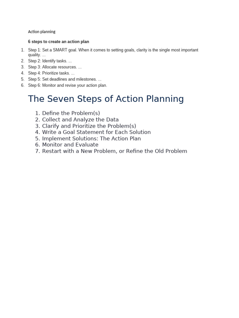 Action Planning | PDF
