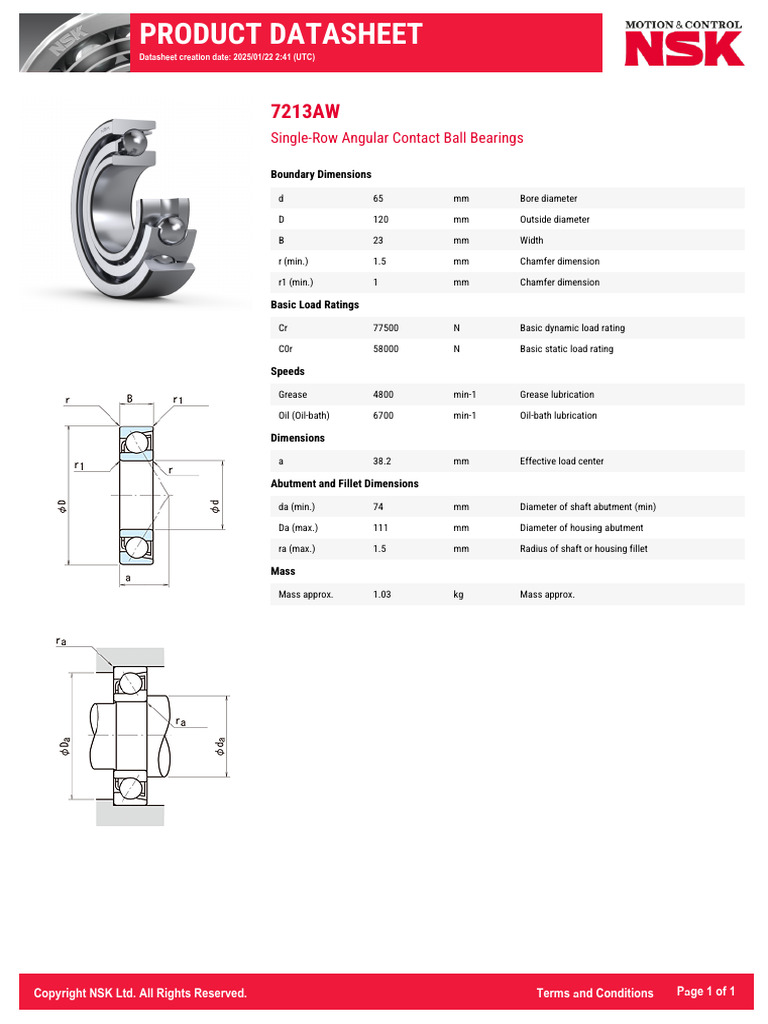 Angular Contact Ball Bearings Specs | PDF