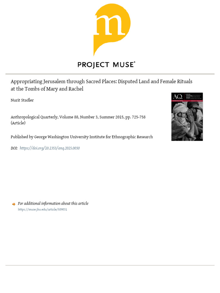 Appropriating Jerusalem Through Sacred Places: Disputed Land and Female ...