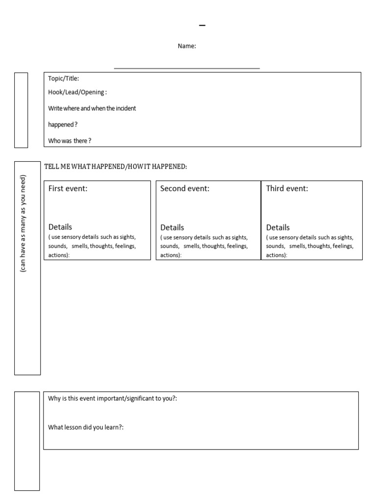 Personal Narrative Essay Outline Guide | PDF