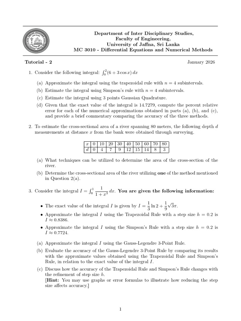 MC3010 E23 Tutorial 02 | PDF | Integral | Mathematical Analysis