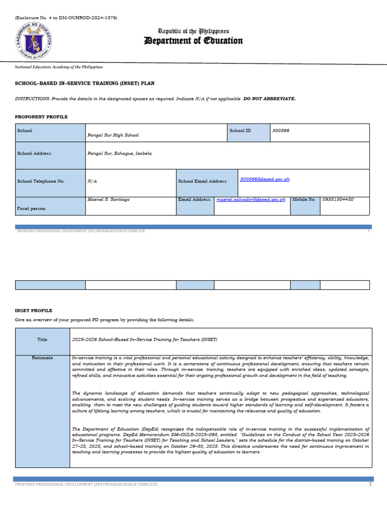 PD Design - 2025-2026 Inset | PDF | Learning | Teachers