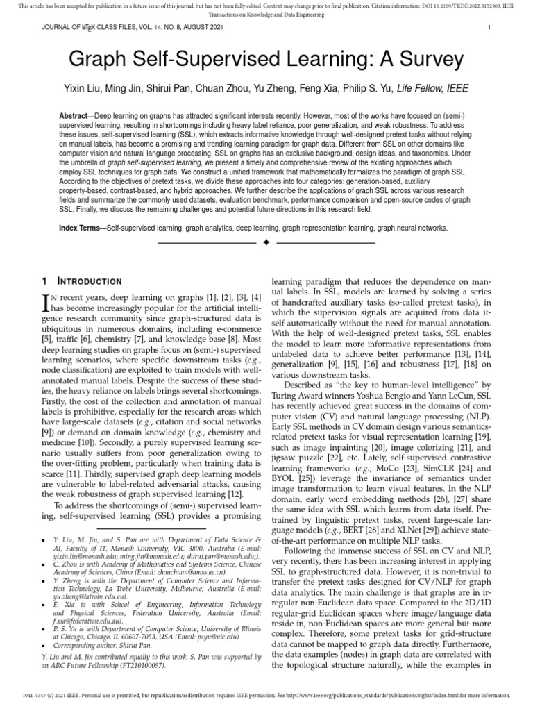 Graph Self-Supervised Learning Survey | PDF | Deep Learning | Learning
