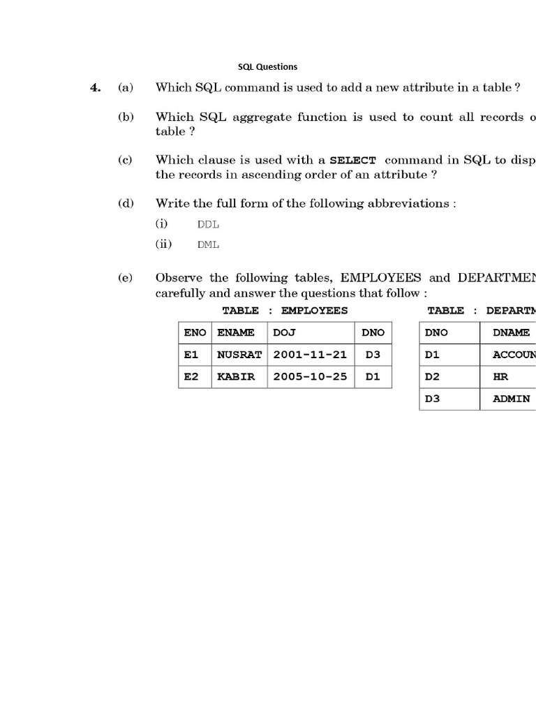 SQL Questions | PDF