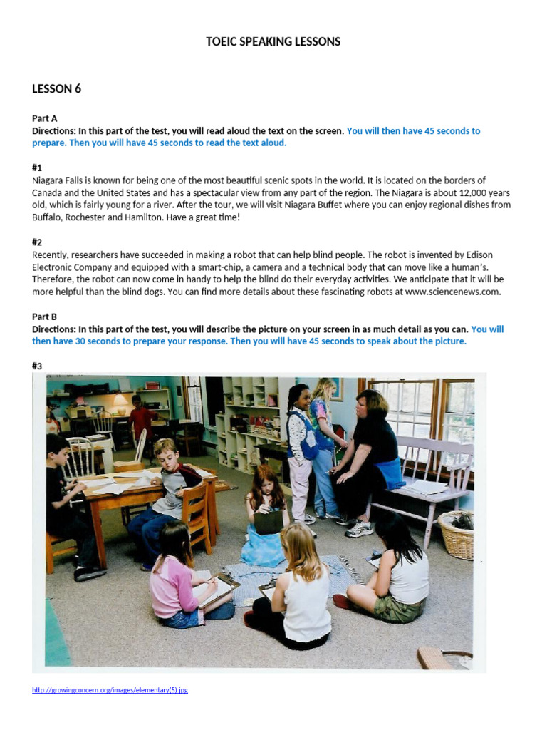 TOEIC Speaking Practice Lessons | PDF