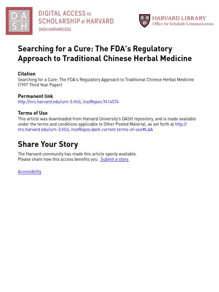 FDA Regulation of Chinese Herbal Medicine | PDF | Traditional Chinese ...
