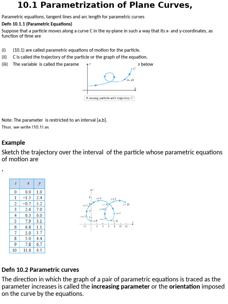 Parametric Curves and Equations Explained | PDF