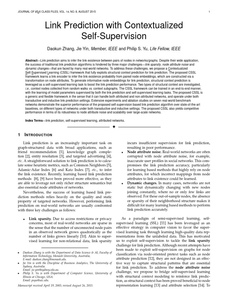 Contextualized Self-Supervision for Link Prediction | PDF | Prediction ...