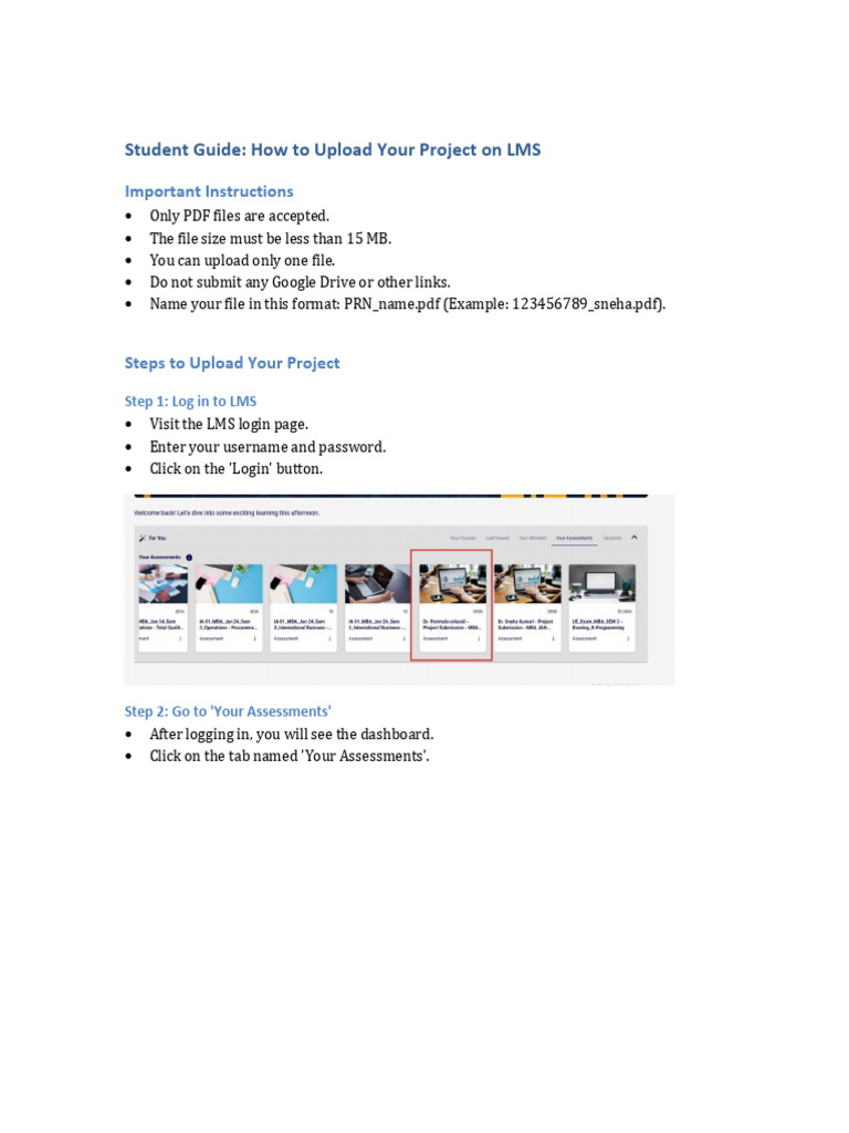 Uploading Projects on LMS: A Guide | PDF