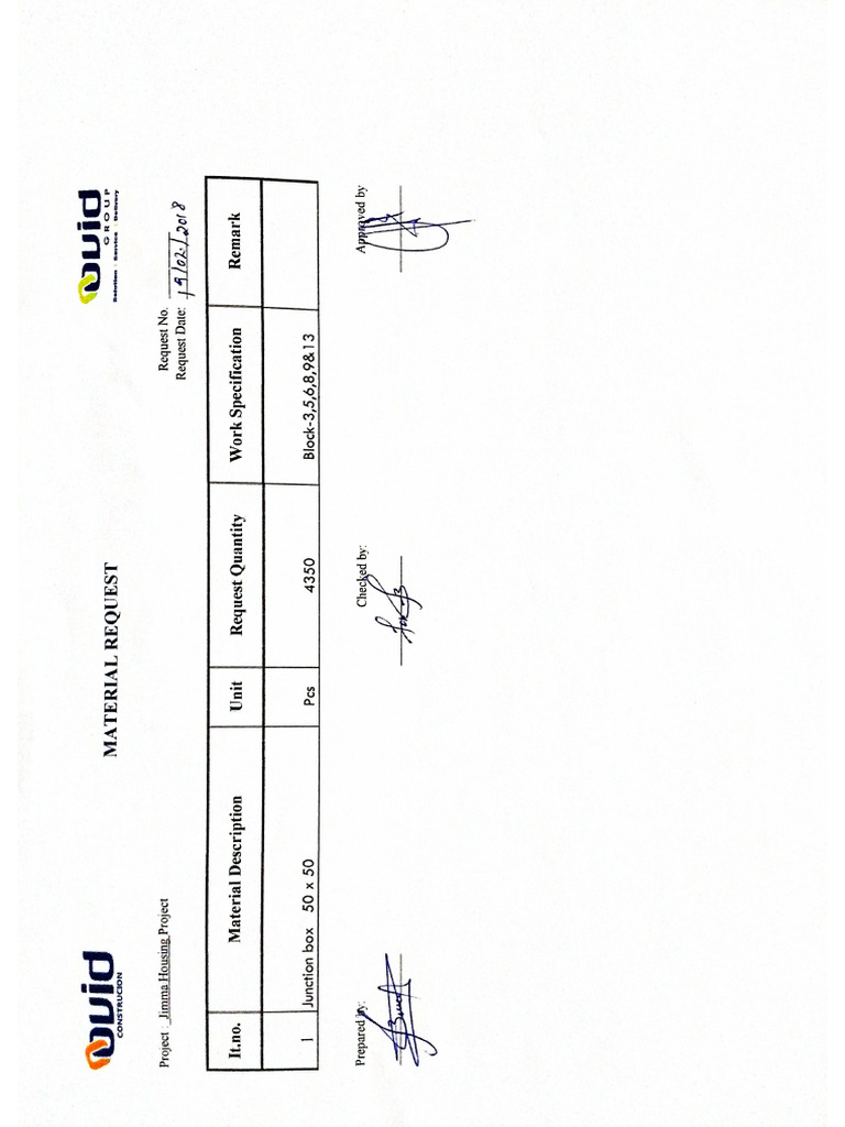 Material Request (Junction Box) | PDF