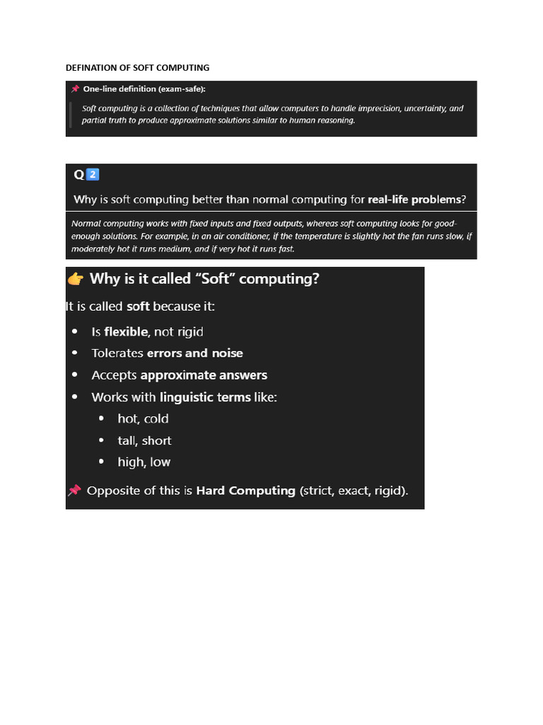 Unit 1 Soft Computing | PDF