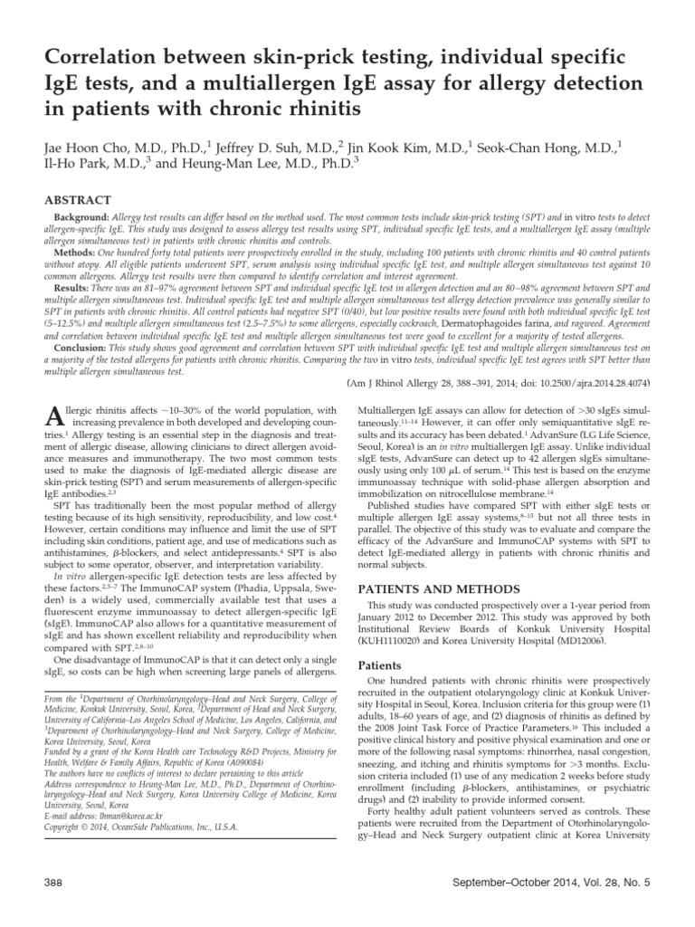 Allergy Testing Methods in Chronic Rhinitis | PDF | Allergy | Allergen