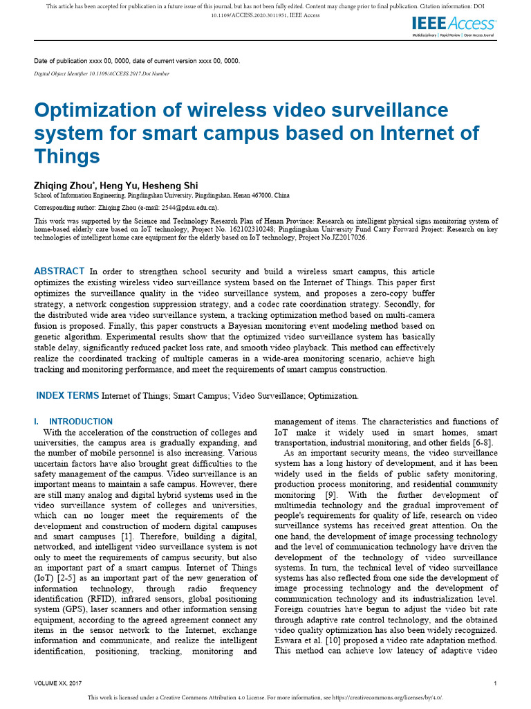 IoT-Based Wireless Video Surveillance Optimization | PDF | Computer ...
