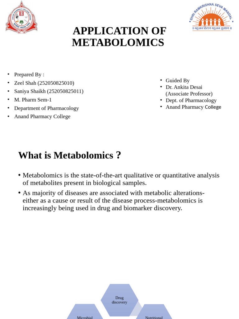 Application of Metabolomics | PDF | Metabolomics | Biomarker