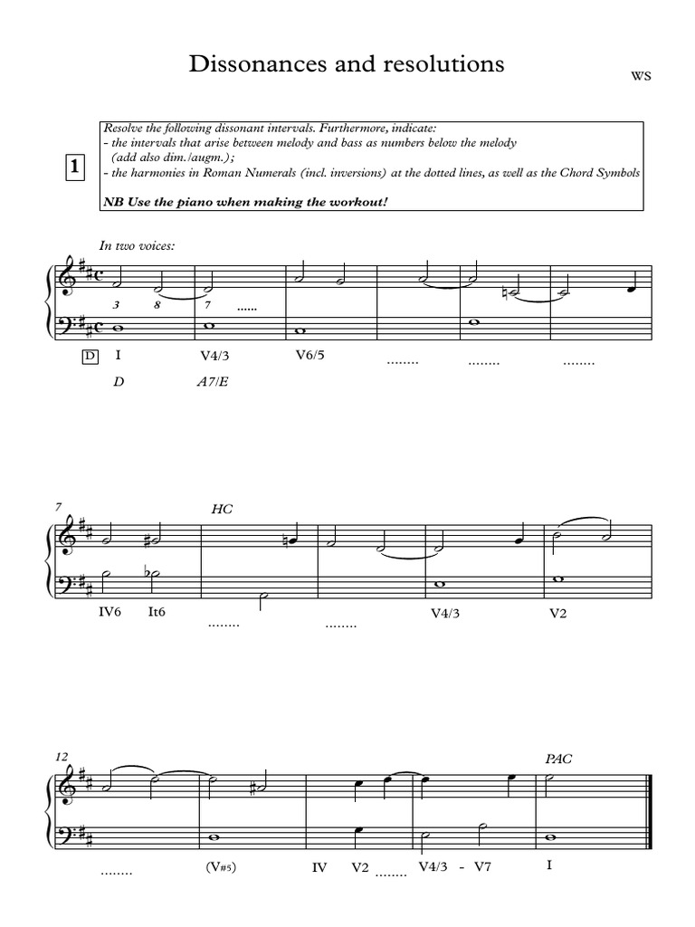 Dissonant Interval Resolution Guide | PDF | Harmony | Musical Techniques