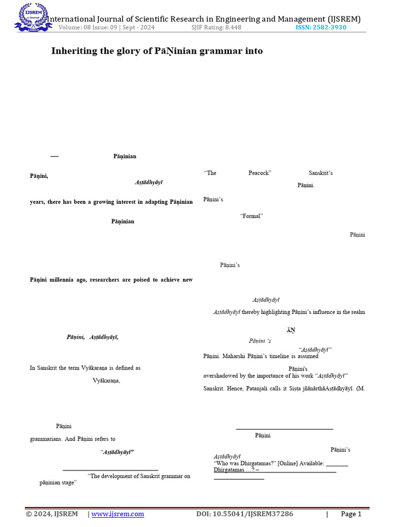 Pāṇinian Grammar in Computer Science | PDF | Linguistics | Syntax