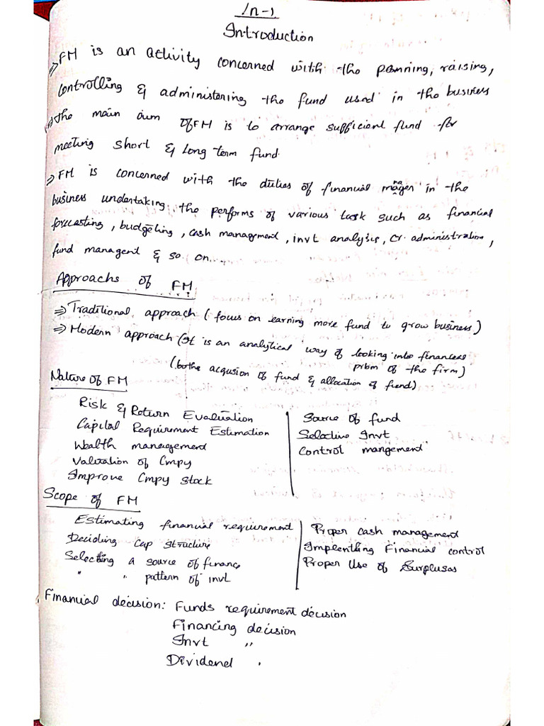 FM Unit - 1 | PDF
