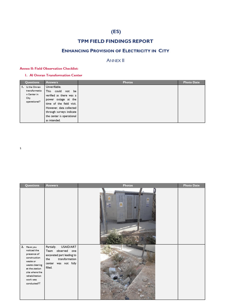 Electricity Provision Field Findings Report | PDF | Electric Power ...