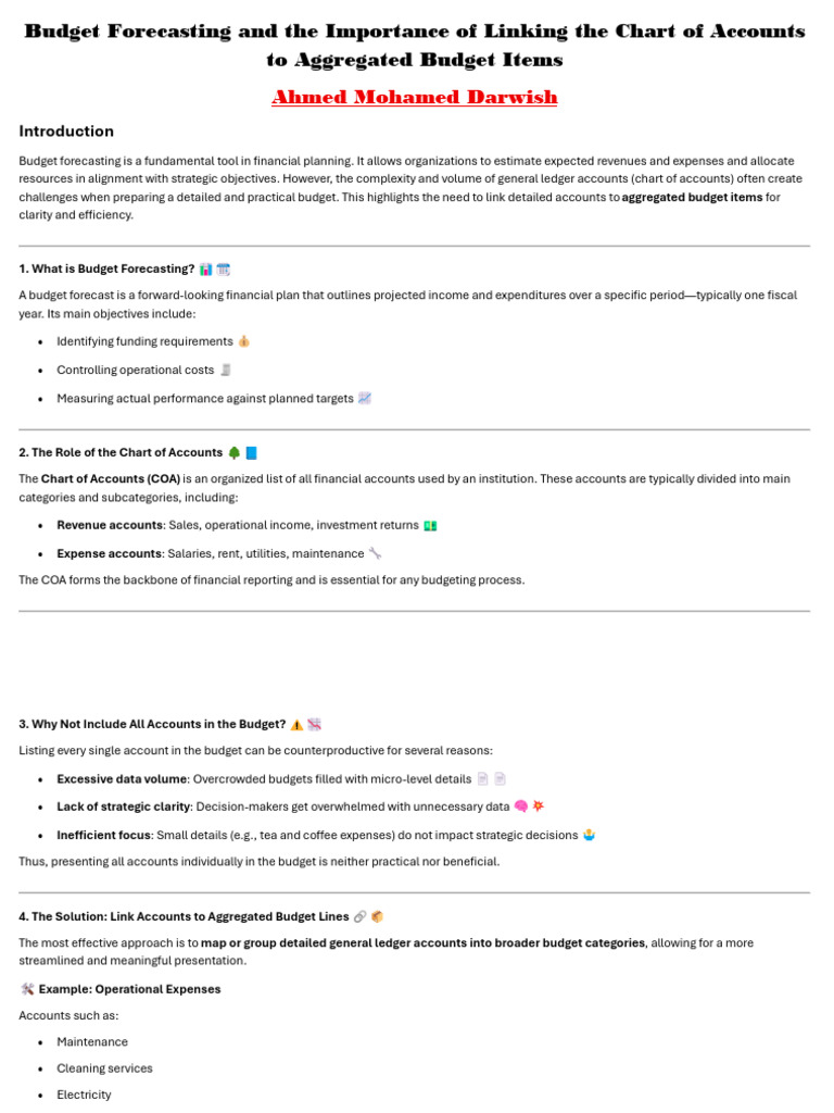 Linking Chart of Accounts to Budgets | PDF | Budget | Expense