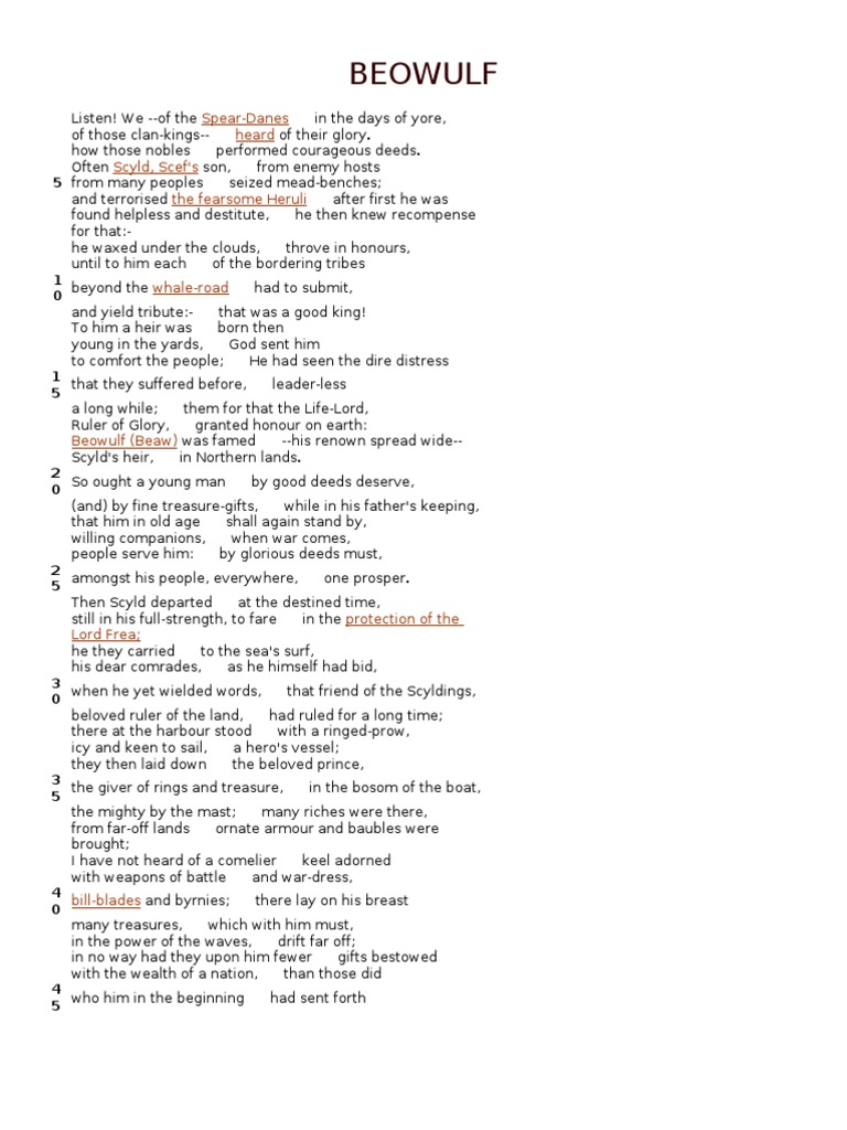 Beowulf Beowulf Old English Poems Free 30day Trial Scribd