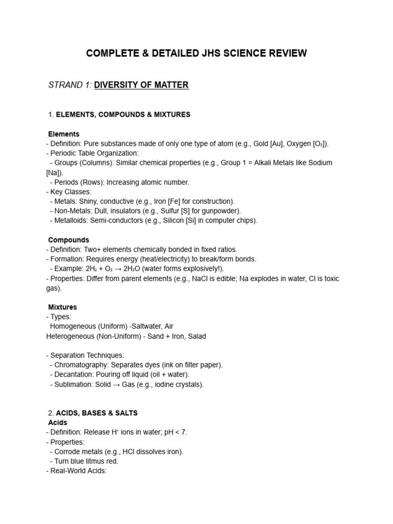 JHS Science Review: Matter, Cycles, Systems | PDF | Planets | Force