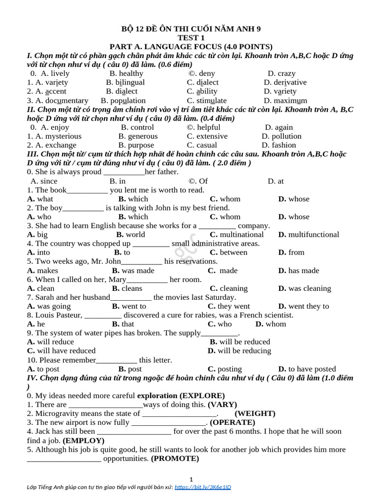 12 Practice Tests for 9th Grade English | PDF | Hue | English Language